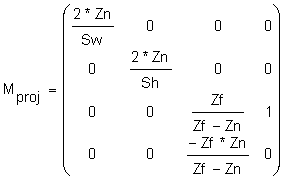 Zeigt eine perspektivische Projektionsmatrix an.