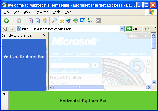 Screenshot der vertikalen und horizontalen Explorer Balken