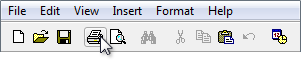Screenshot der ausgewählten Druckerschaltfläche der Symbolleiste 