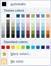 Screenshot des dropdowncolorpicker-Elements mit dem colortemplate-Attribut, das auf themecolors festgelegt ist.