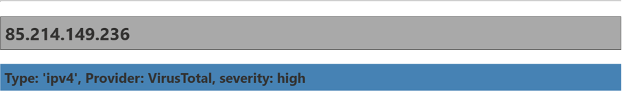 Screenshot of an IP address appearing in VirusTotal data.