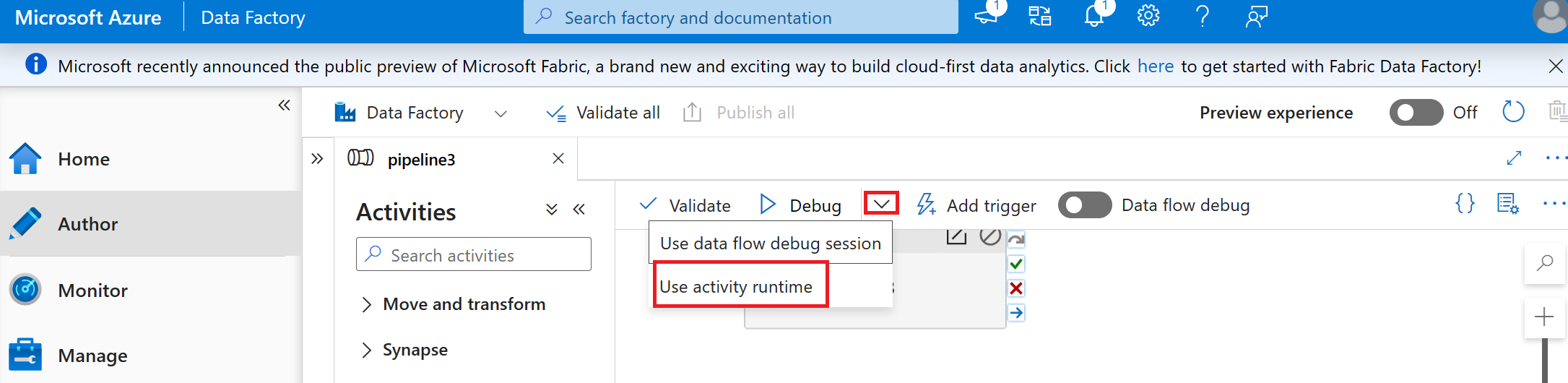 Screenshot of running the pipeline to create delta table.