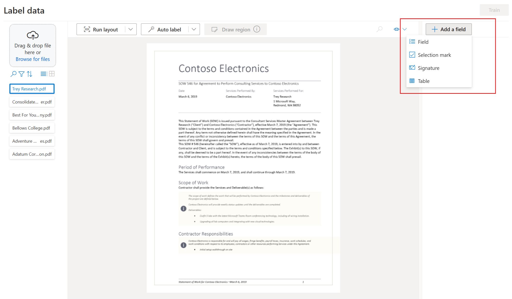 Screenshot of Create a label.