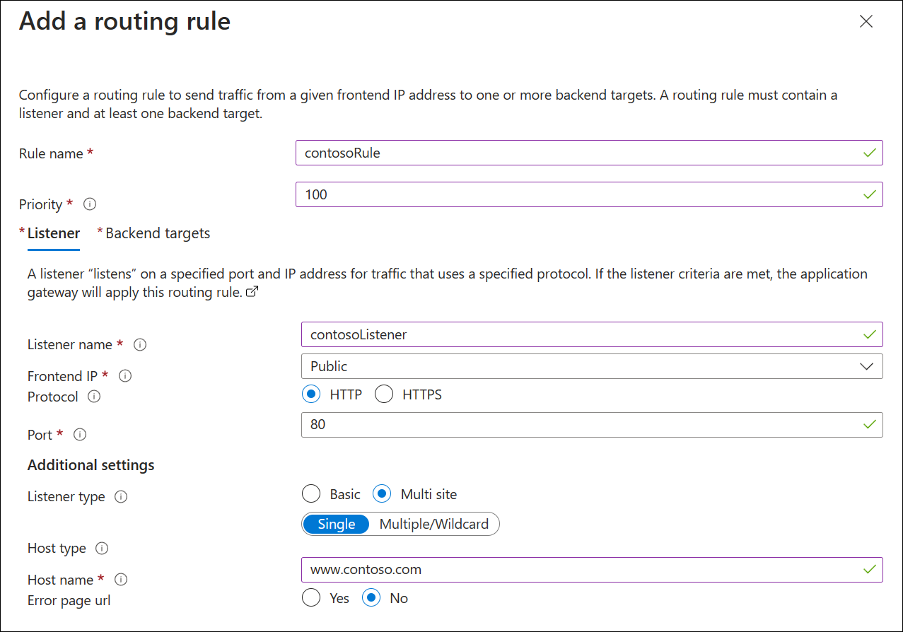 Create routing rule