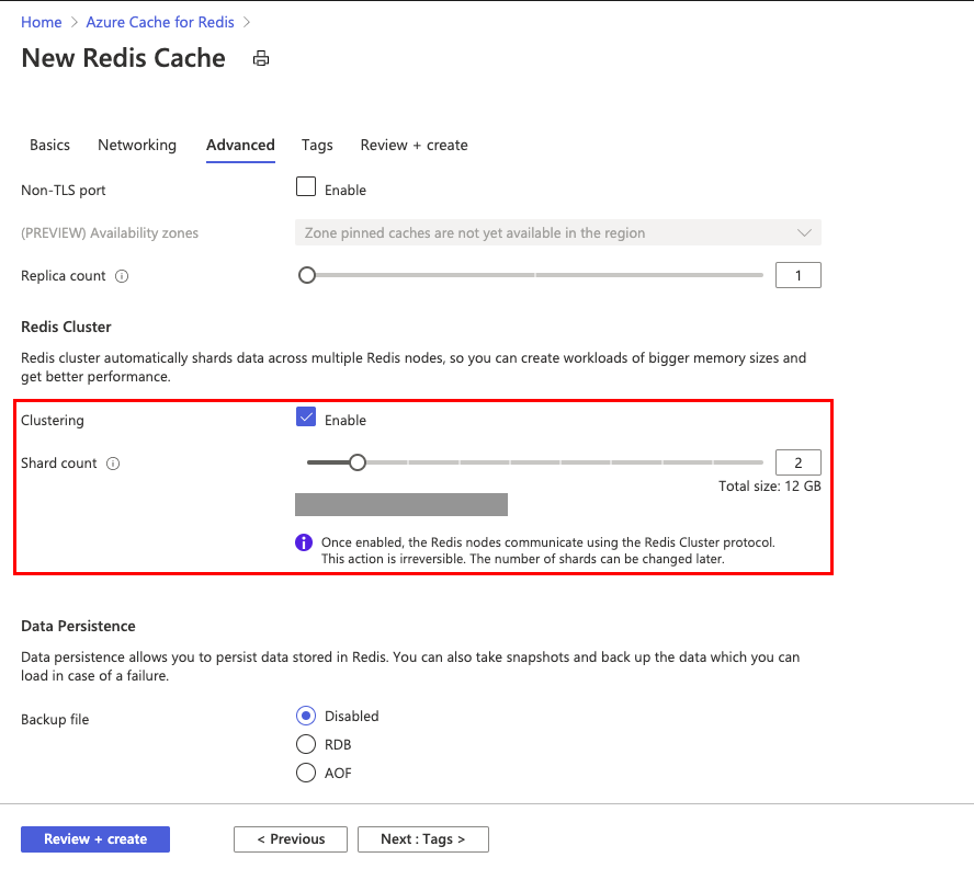 Screenshot showing the clustering toggle selected.