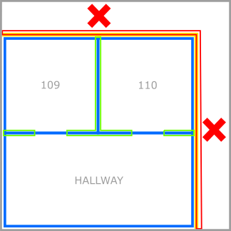 Example of exterior wall outside the level boundary