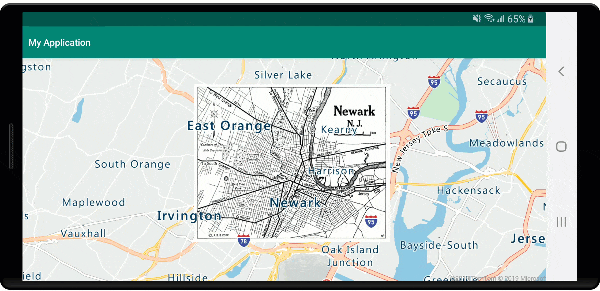 Map of Newark, New Jersey, from 1922 overlaid using an image layer