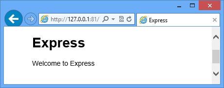 A web page containing welcome to express.