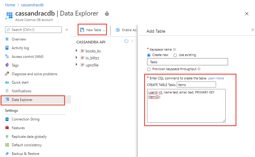 Screenshot of Data Explorer, when creating a new collection with database level throughput