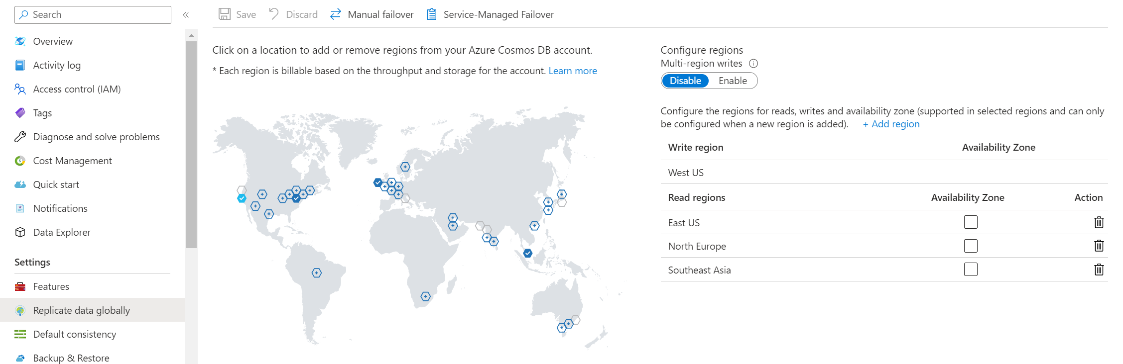 Screenshot that shows the replicate data globally menu.