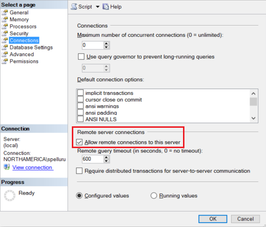 Enable remote connections