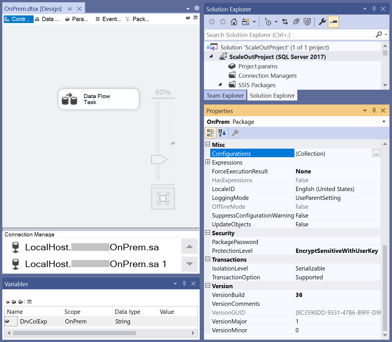 Get package properties from SSDT - Configurations property