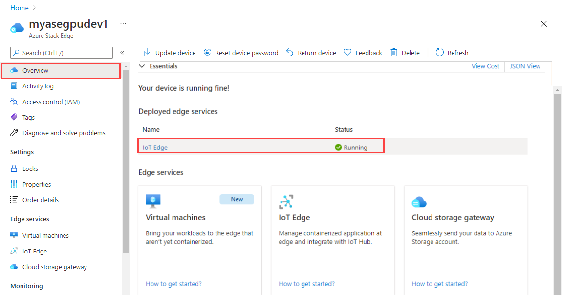 IoT Edge service running.