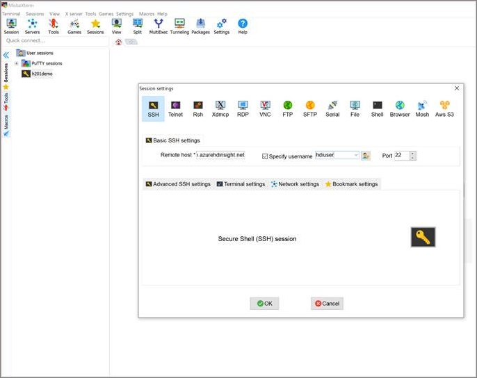 Sign in to the cluster by using the SSH client.