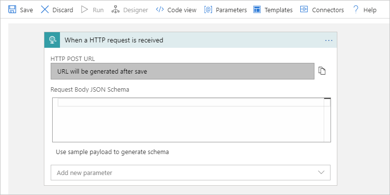 Screenshot showing multi-tenant designer and Request trigger properties.