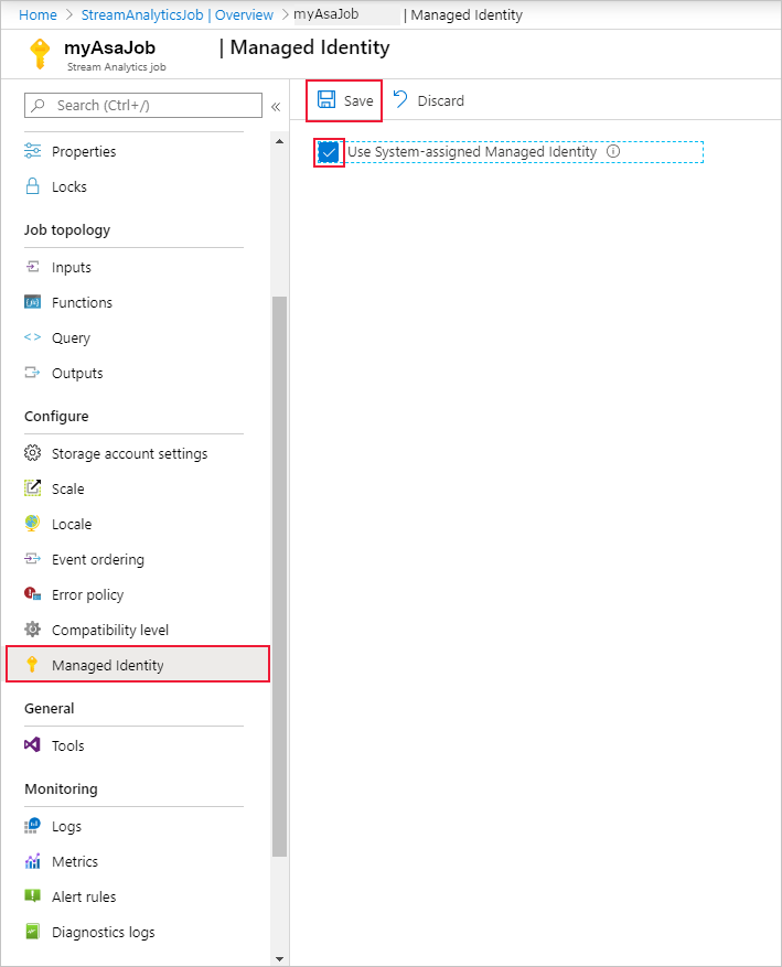 System assigned managed identity