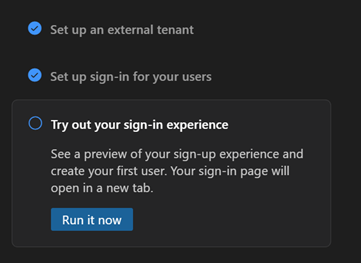 Screenshot of option to try out your sign-in experience.