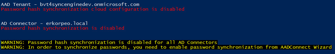 password hash synchronization isn't enabled
