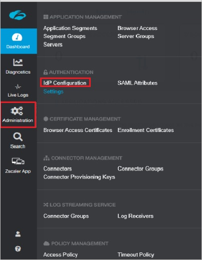 Zscaler Private Access (ZPA) Admin Console