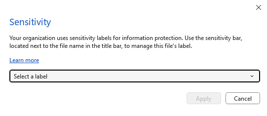 In the latest Office apps, IRM options are no longer available and users must select a sensitivity label instead.