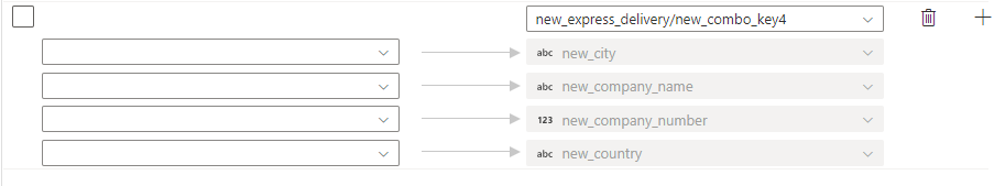 Screenshot shows mapping columns to lookup fields via alternate keys step 1.