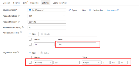 Screenshot showing the pagination rule to send multiple requests whose variables are in Headers.