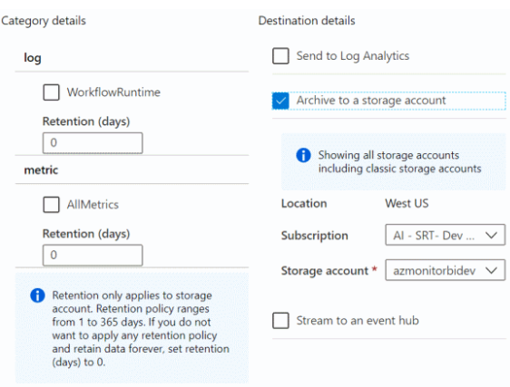 Screenshot showing the storage account.