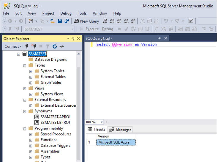 Screenshot that shows comparing the schema in SQL Server Management Studio.