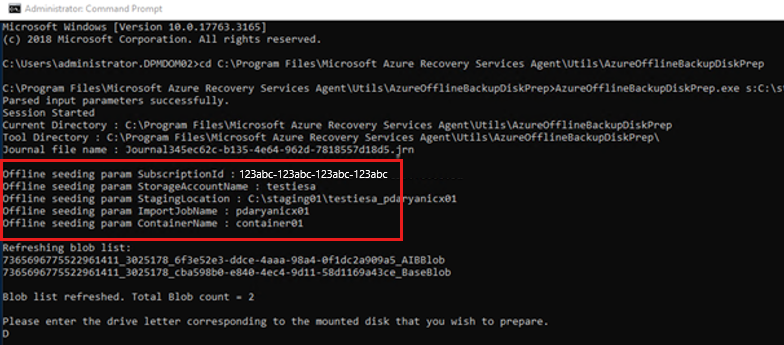 Screenshot shows the Azure disk preparation tool input.