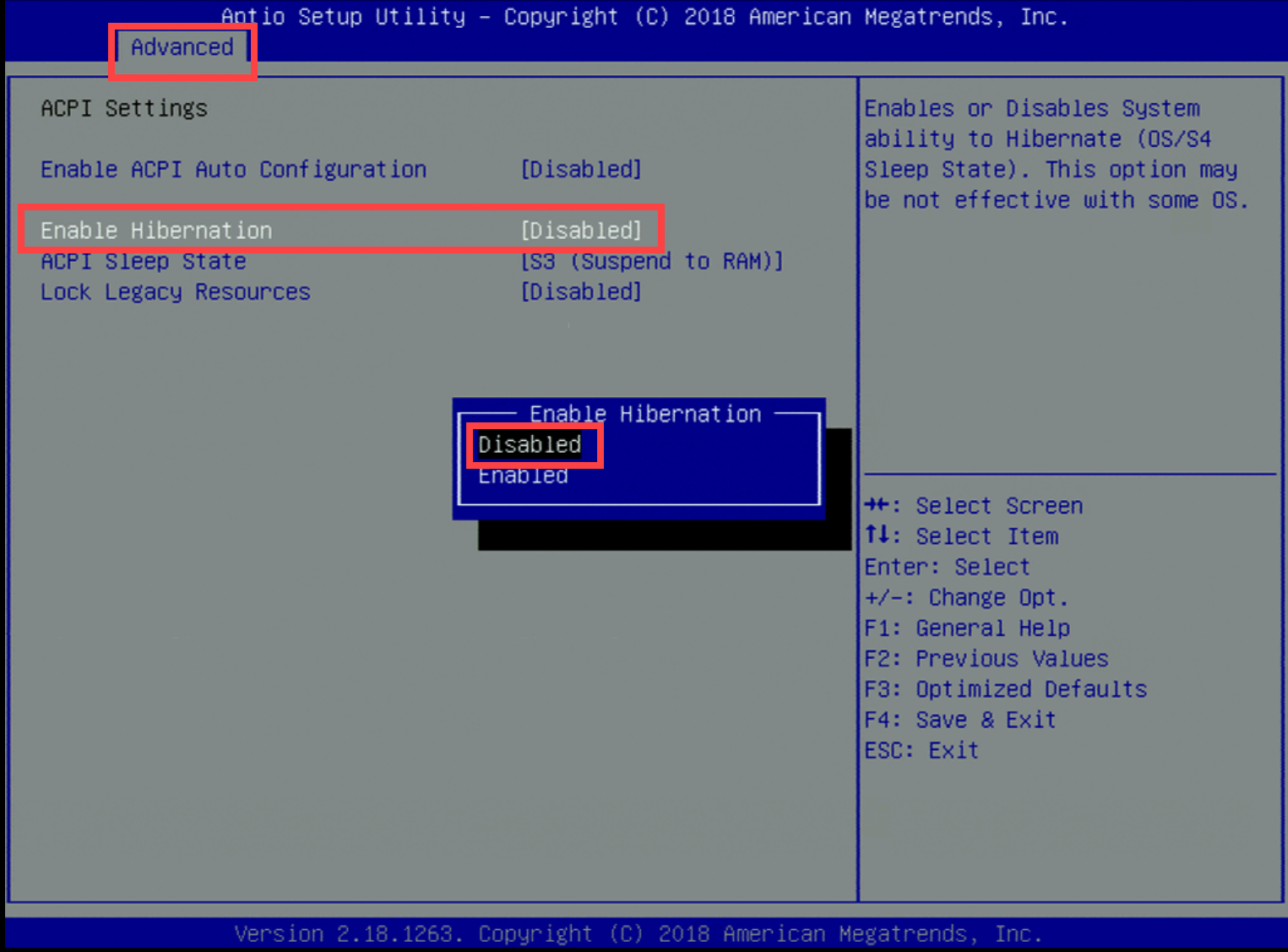 Screenshot of turning off the hibernation mode on your YS-FIT2.