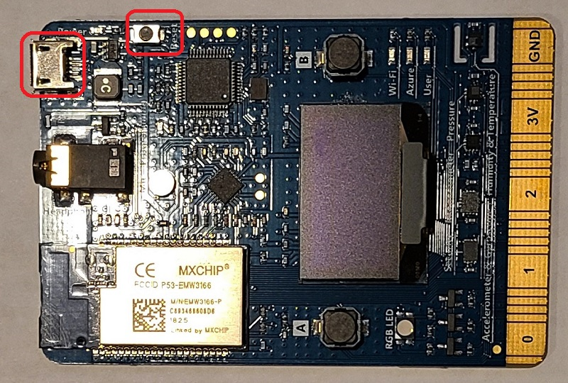 Locate key components on the MXChip devkit board