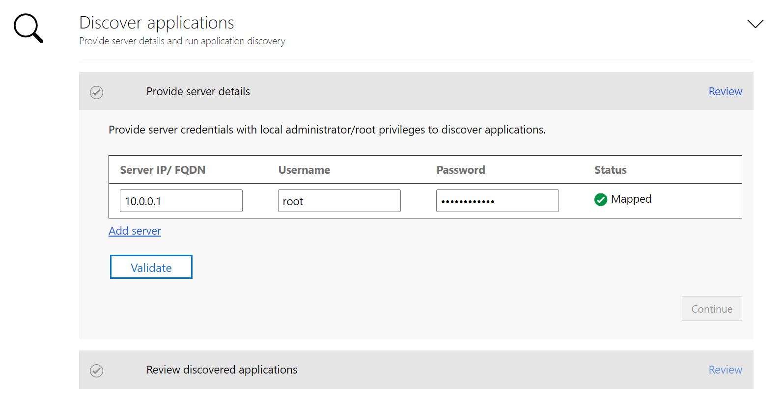 Screenshot for server IP and credentials.