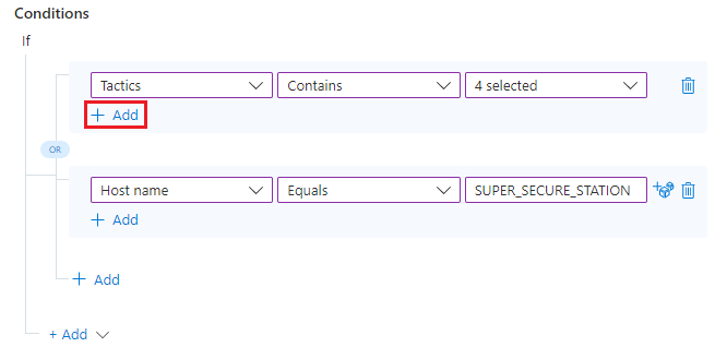 Screenshot of adding a compound condition to an automation rule.