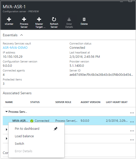 Screenshot of the Configuration server dialog box