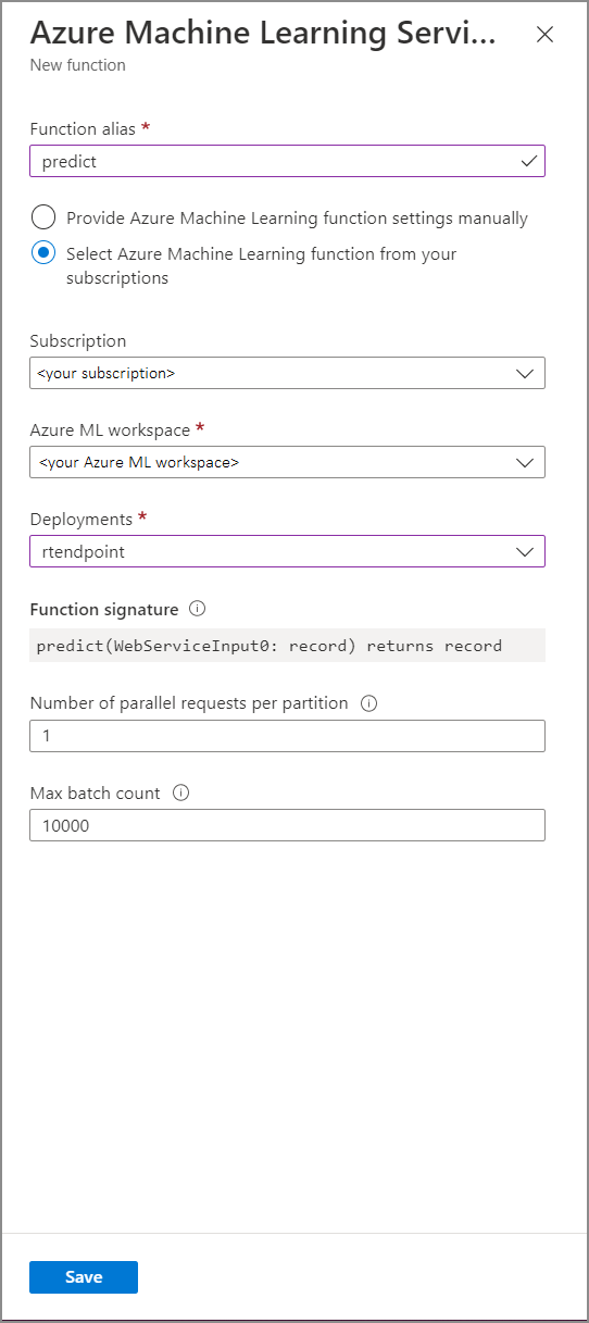 Configure Azure Machine Learning UDF