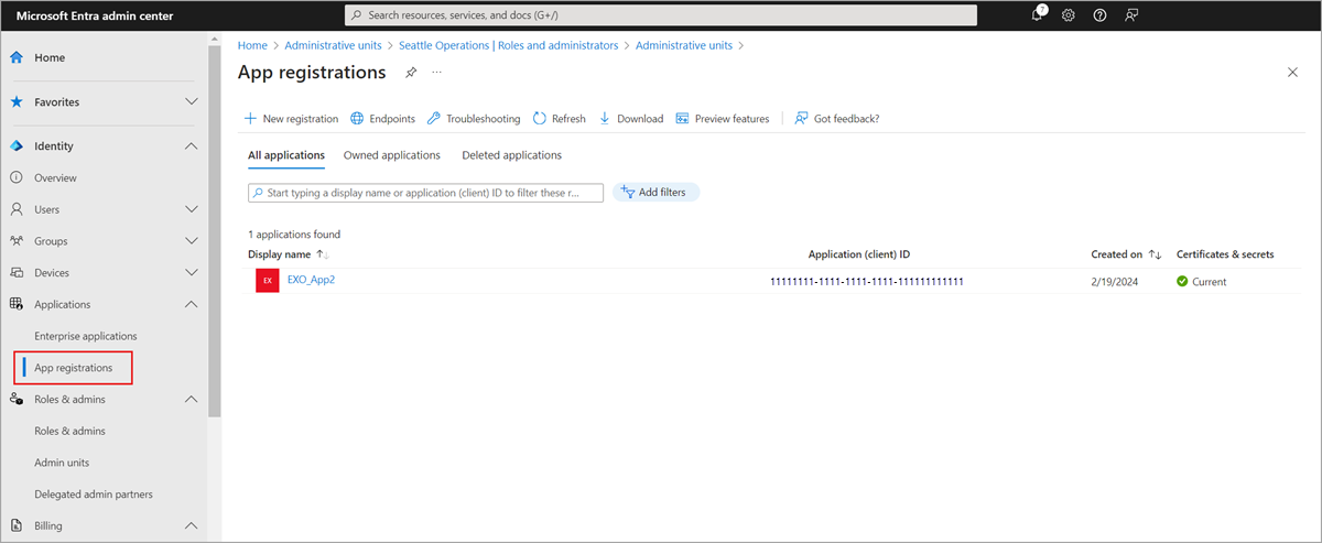App registrations in Microsoft Entra ID.