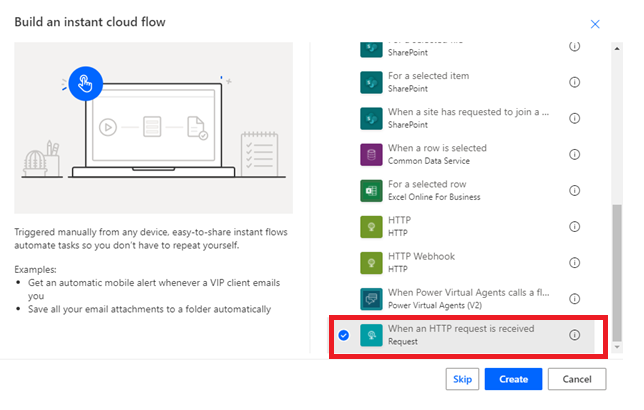 Shows how to build an automated flow window Skip button.