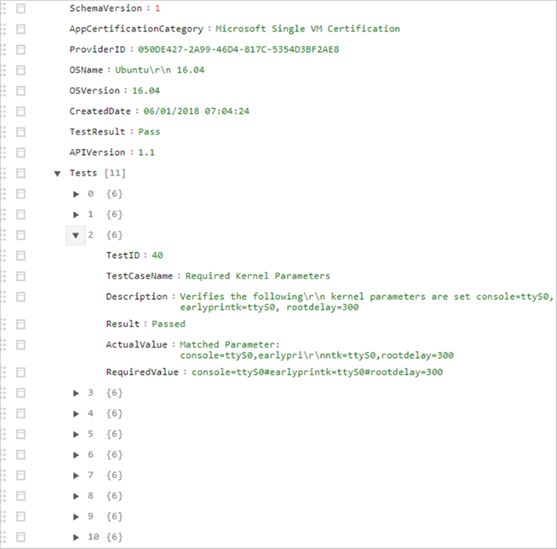 More test results in an online JSON viewer.