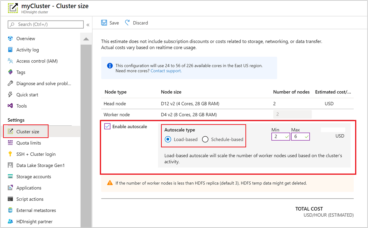 Enable worker node schedule-based autoscale running cluster.