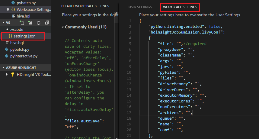 HDInsight Apache Livy configuration.