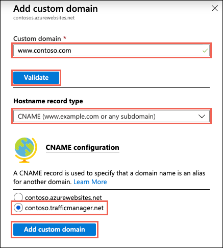 Add DNS name to the app