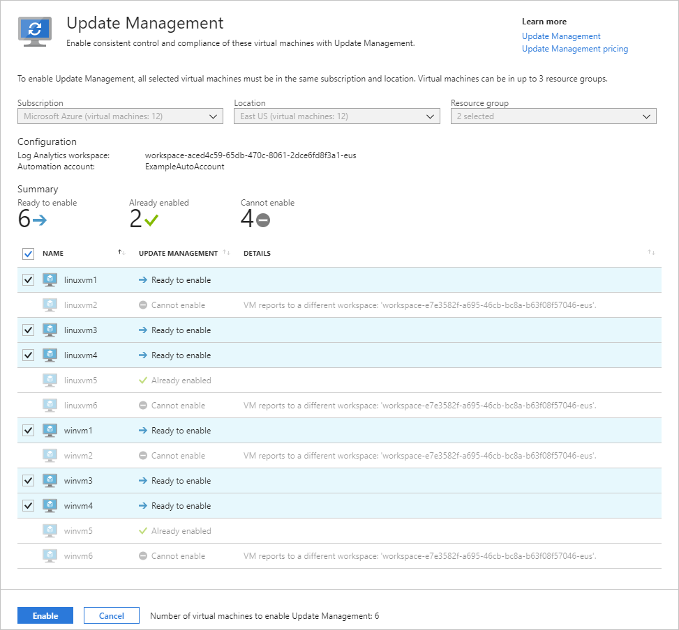 Enable Azure VMs