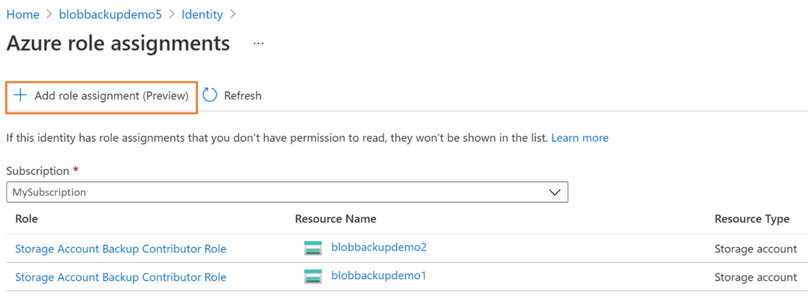 Add role assignment to initiate the role assignment