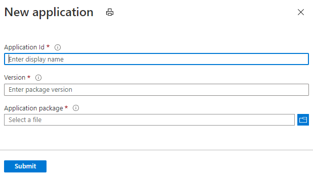 Screenshot of the New application creation process in the Azure portal.