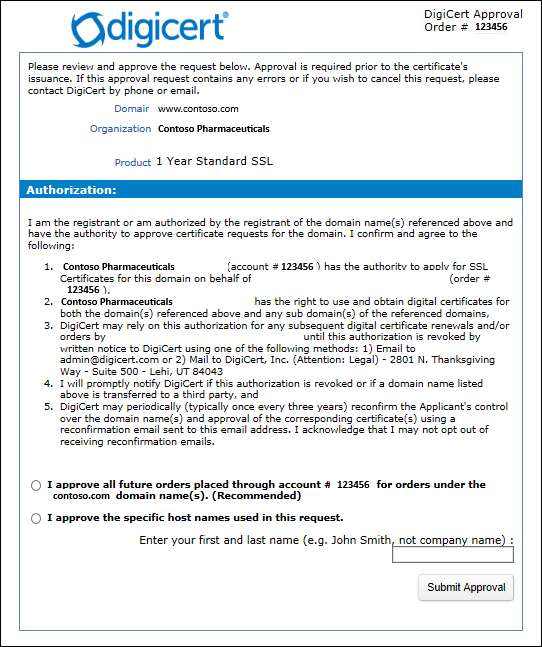 Screenshot of the domain validation form.