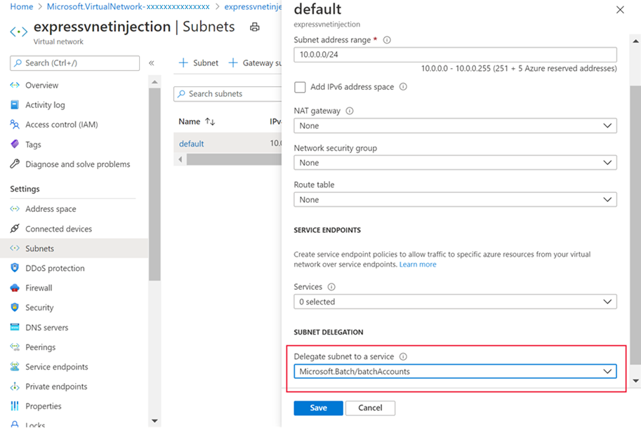 Delegate subnet to Azure Batch