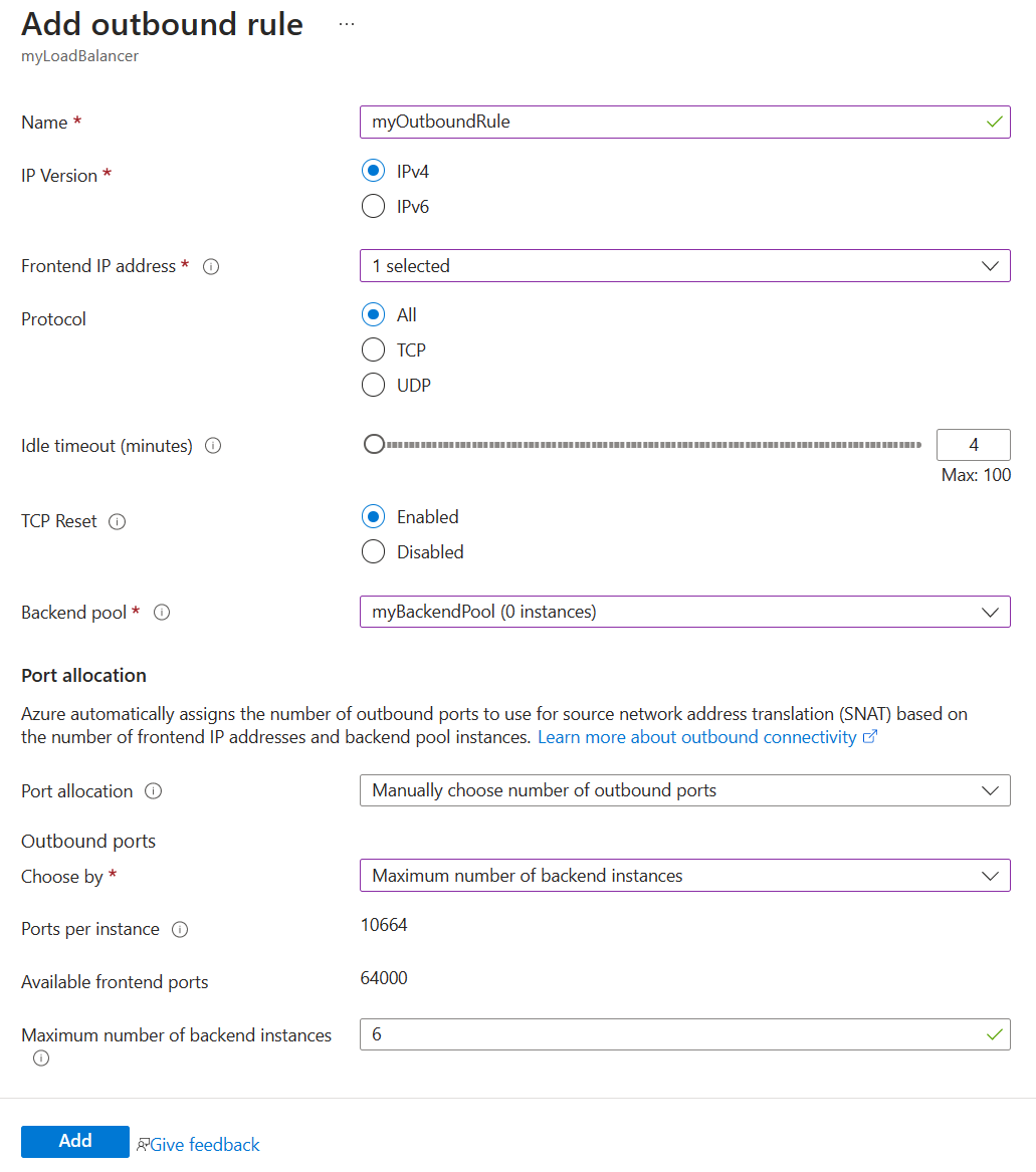 Screenshot of Add Outbound Rule screen.