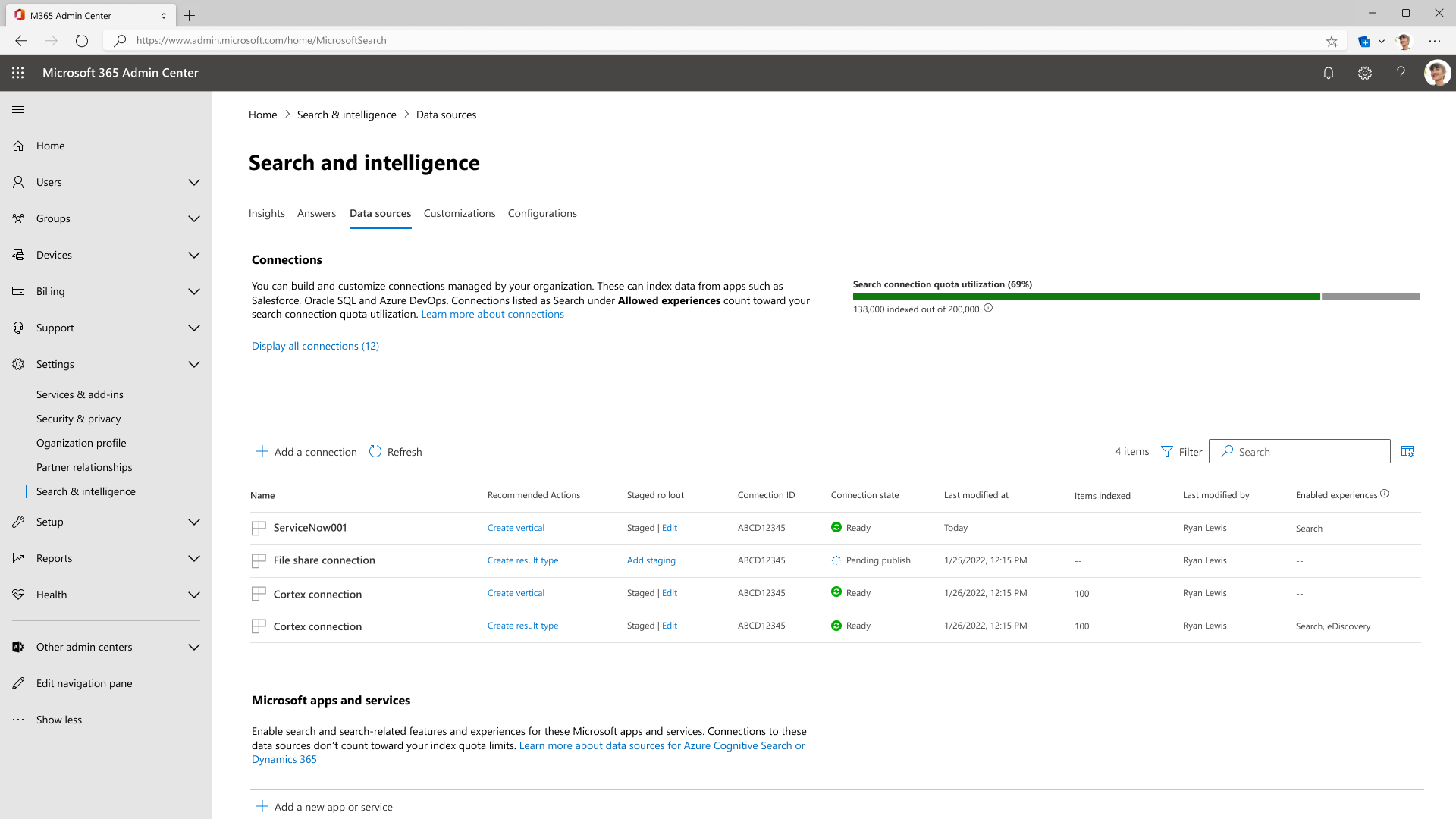 Data Sources table with Staged Rollout column.