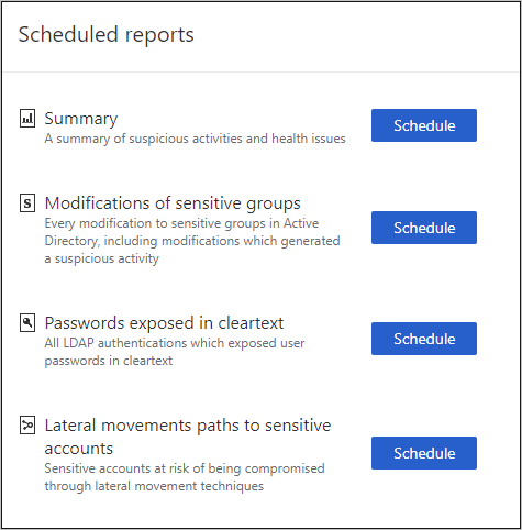 Schedule reports.