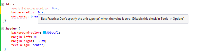 Border-radius property value warning